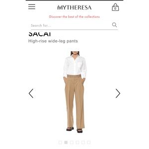 NWT Sacai High-rise Wide-leg Pants